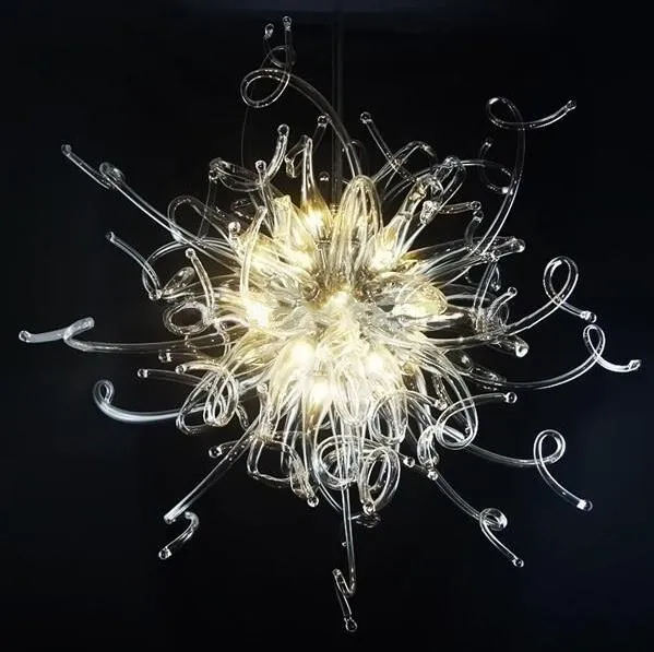 イタリアの装飾的な手のムラノアートガラスシャンデリアランプ、ブローシャンデリア照明、LEDクリアペンダントライト
