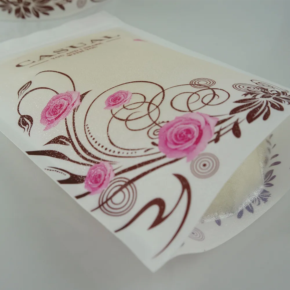 12x20 + 4 센치 메터 화이트 매트 투명 지퍼 파우치 핑크 꽃 인쇄, 다시 봉합 지퍼 잠금 커피 콩 포장 Doypack, 팩 식품 비닐 봉투