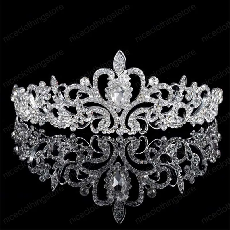 Vintage handgemachte Silber Farbe Gliter Strass Tiara Krone Prinzessin Legierung Kamm Geburtstag Tiara Frauen Hochzeit Haar-Accessoires