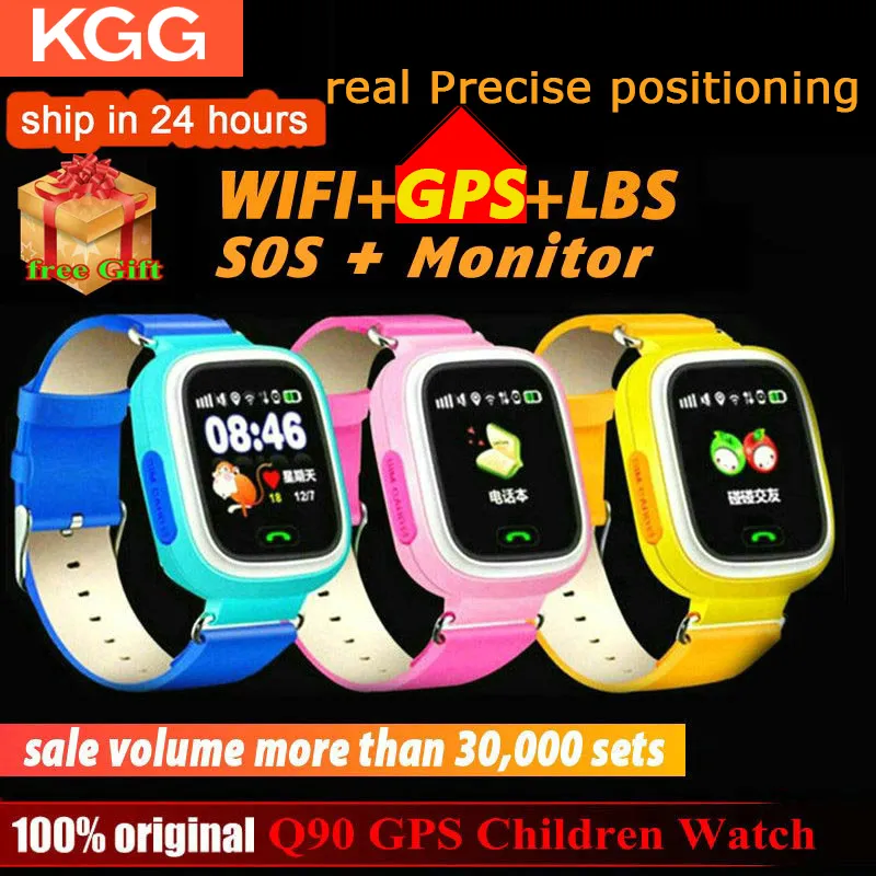 Q90 Kinder Smart Watch GPS Kind Telefon Position 1,22 Zoll Farbe Touch Screen WIFI SOS LED Display Kinder Uhren