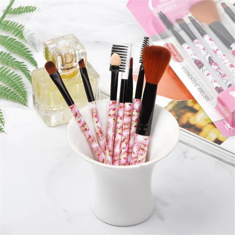 Högkvalitativ mjuk päls Leopard borstar Hantera sminkborste för nybörjare Starter Make Up Tool Set Free Ship 20