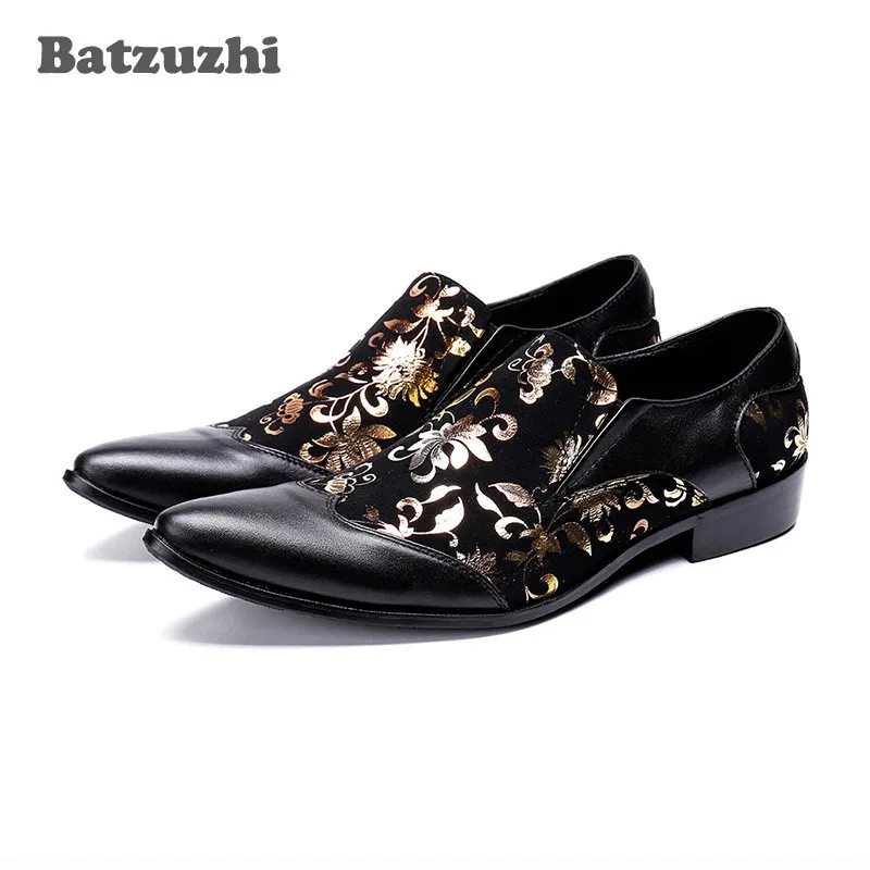 Batzuzhi Brand New Formal Sapatos De Couro Dos Homens Apontou Toe Preto Sapatos de Couro Genuíno Negócio zapatos de hombre, Grandes Tamanhos US6-12