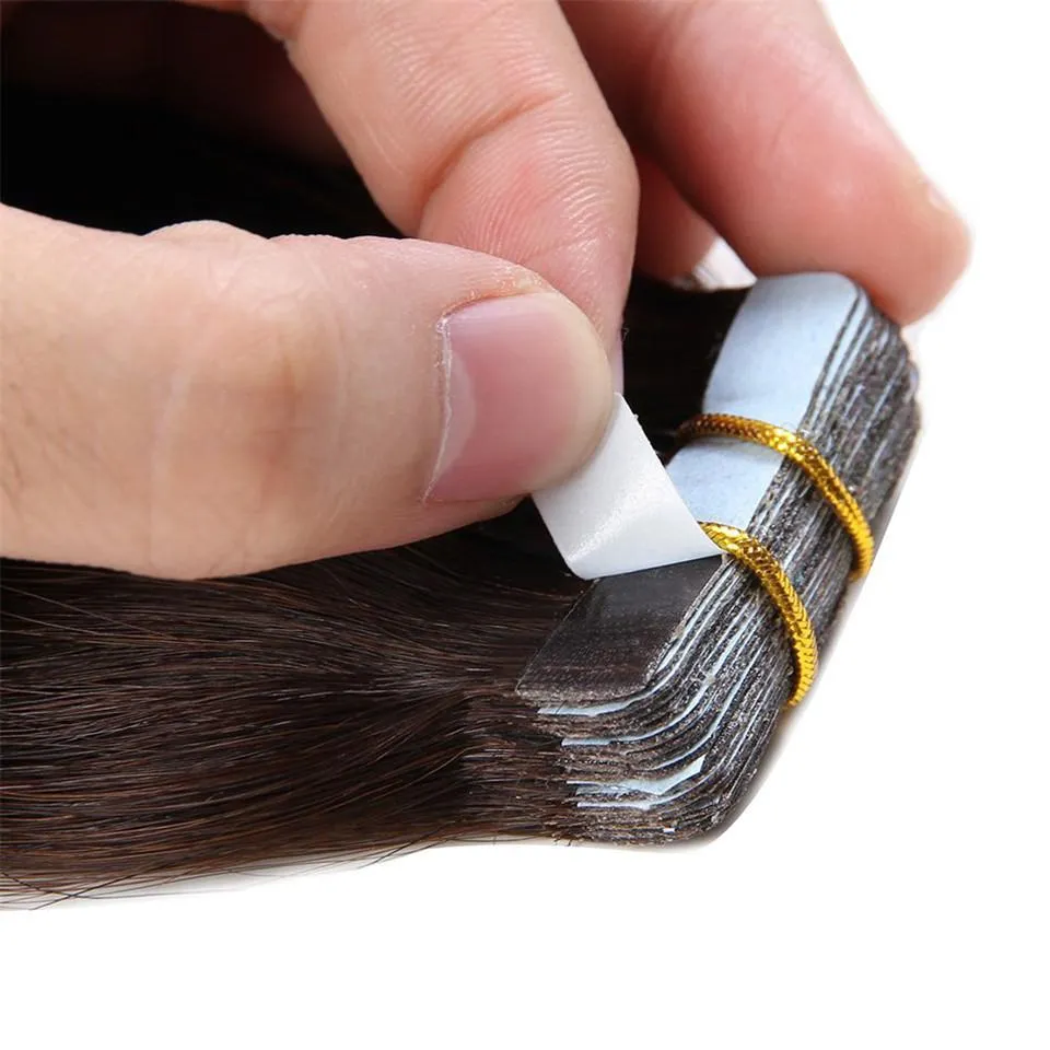 テープヘアエクステンション天然人間の髪の伸びのシルキーブラジルのバージンヘアテープの皮の緯糸多色Vmaeヘアピース40 PCS 100G
