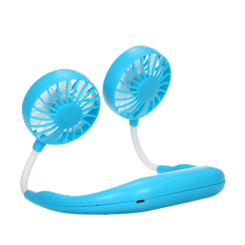 168 Mini Cool Fan Portable USB Rechargeable Fan Neckband Lazy Neck Hanging Dual Cooling Mini Fan for Daily Life with Retail Box