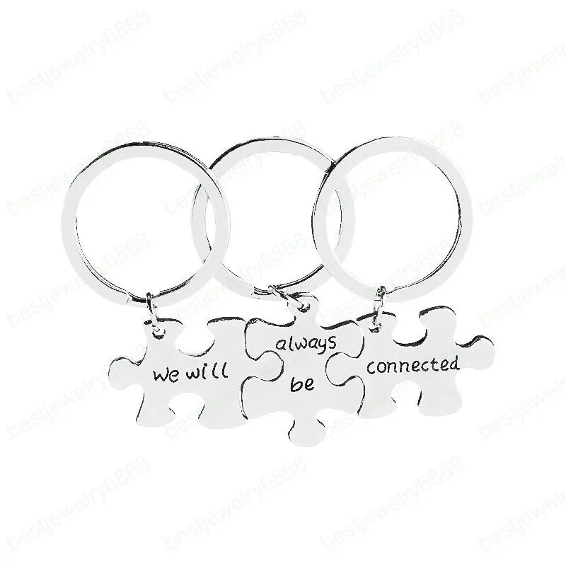 3pc/set Letters Keychain we will always be connected Key Rings Best friend Key Chain Alloy Car Key Rings Friend Gift