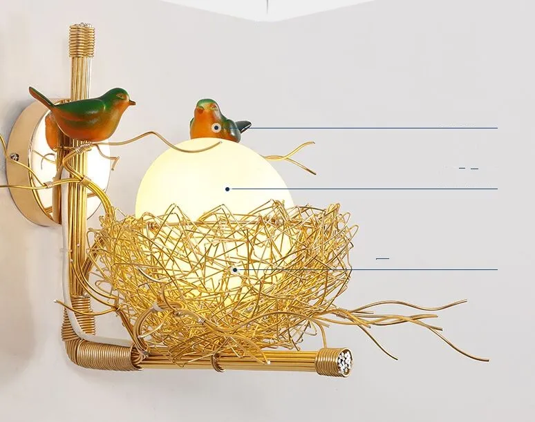 Nordic ptasie gniazdo kinkiety dekoracja nocna do sypialni kinkiety nowoczesny prosty salon kreatywny oprawa oświetleniowa do pokoju dziecięcego MYY
