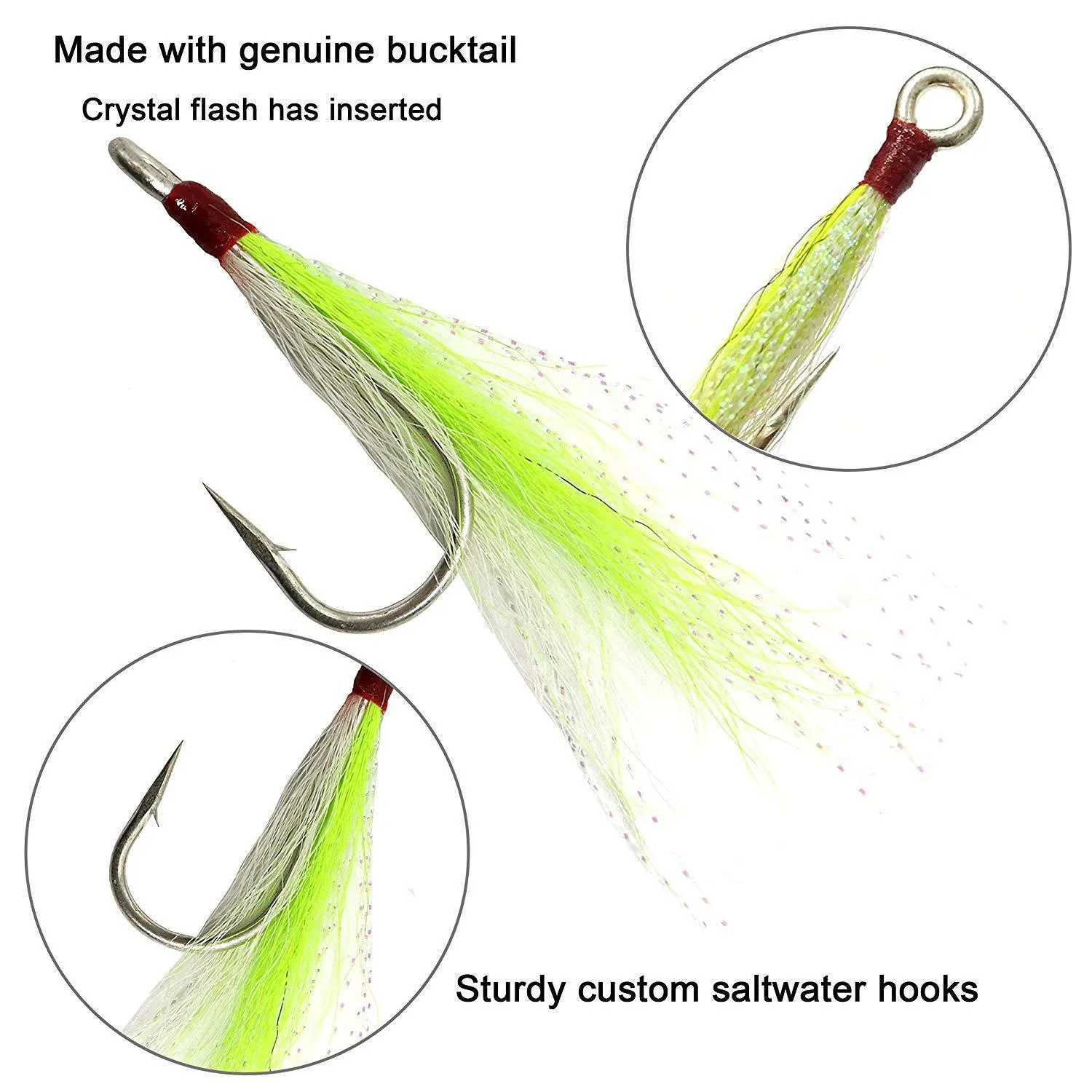 Bucktail Teasers Fishing Hook Saltwater Fishing Plugs Lures Teaser Tail  Fluke Rig Super Strong Hooks /Bag From Enjoyoutdoors, $13.42