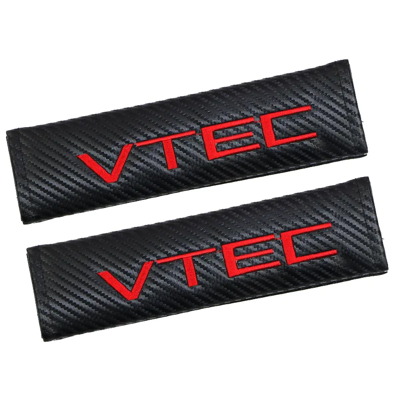 Coussinets de style de voiture étui de ceinture de sécurité autocollants de voiture pour Honda VTEC couverture de ceinture de sécurité en Fiber de carbone épaulettes style de voiture 2 pièces/lot