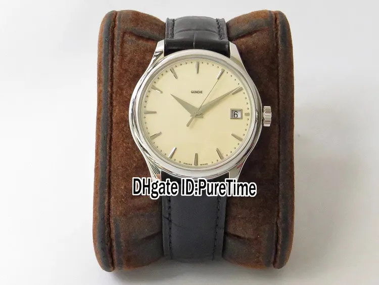 ZF Calatrava 5227G-001 ETA PP324SC Orologio automatico da uomo Cassa in acciaio Quadrante avorio Indicatori in pelle nera Edizione Puretime F309O