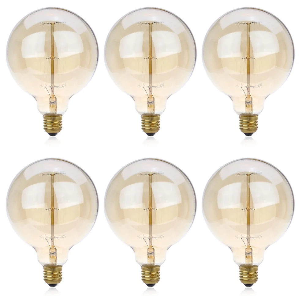 Lightme 6 adet G125 230 V 40 W E27 110-120LM 29AK Retro Edison Ampul Tungsten Ampul