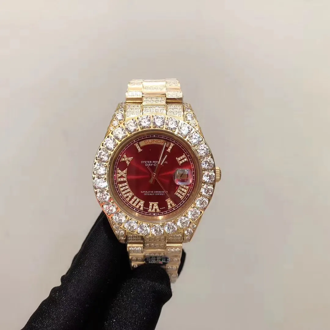 plein de diamants automatique mécanique hommes femmes montre saphir cristal montre-bracelet étanche HAUTE QUALITÉ cadeau de fête amoureux bracelet glacé