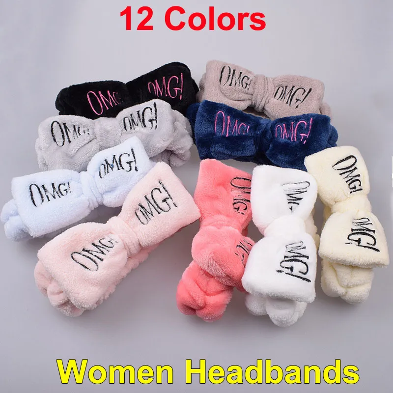 OMG BOWKNOT BAND BAND مرنة النساء عصابات رئيس HAILACE Girls Turban Makeup Bow Bow head Wraps Hairpins for Washing Shower Spa Mask