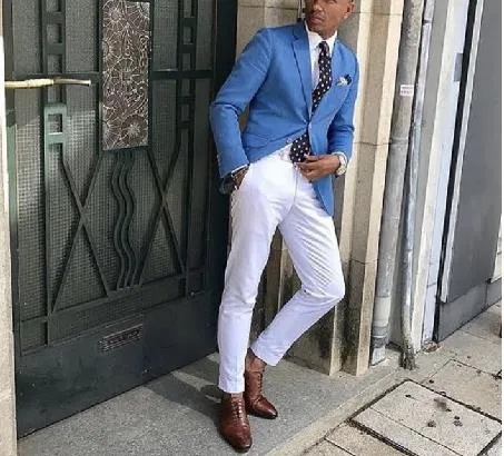 Blue suit hotsell jacket white pants