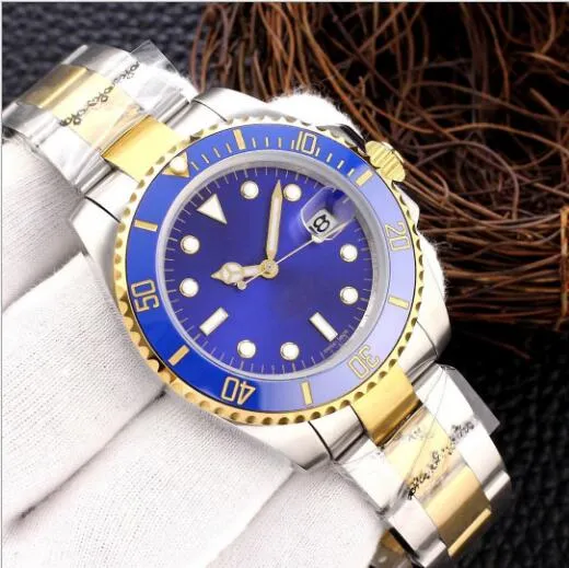 40mm Green Gold Watch Men Automatic Mechanical Watch Black Sterile Dial Sapphire Crystal Black Blue Ceramic Bezel Waterproof Luminous Clock