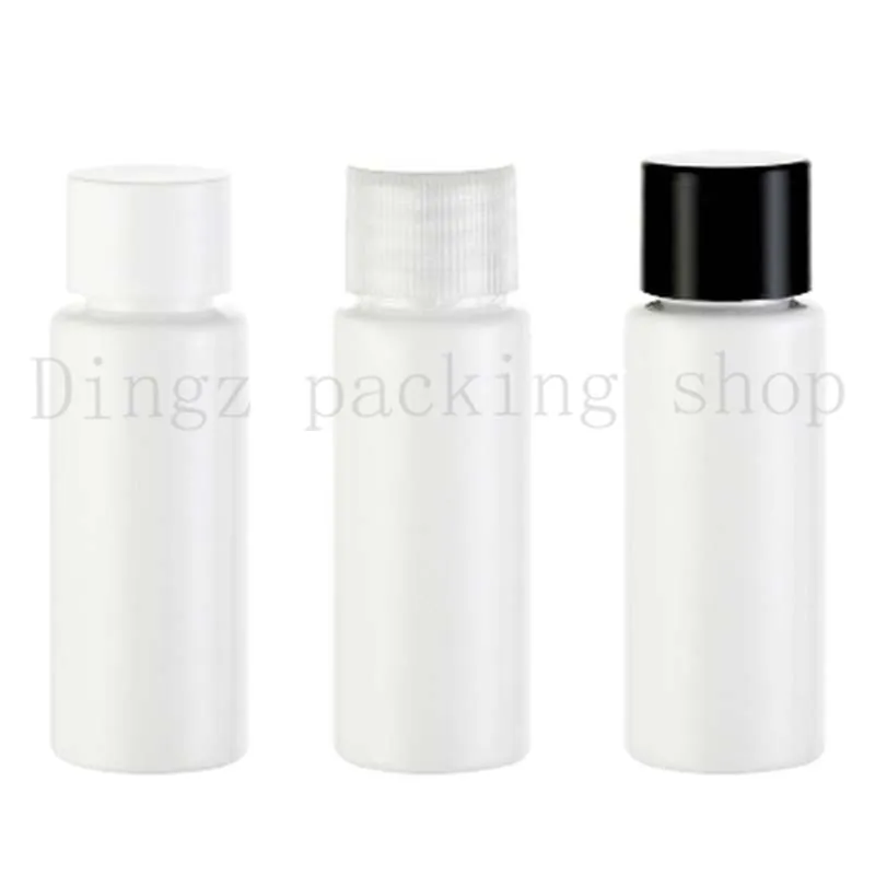 50 pcs/lot 20 ml vis blanc/clair/noir couvercle en commun mini bouteille (avec bouchon interne), bouteille de Lotion, bouteille rechargeable