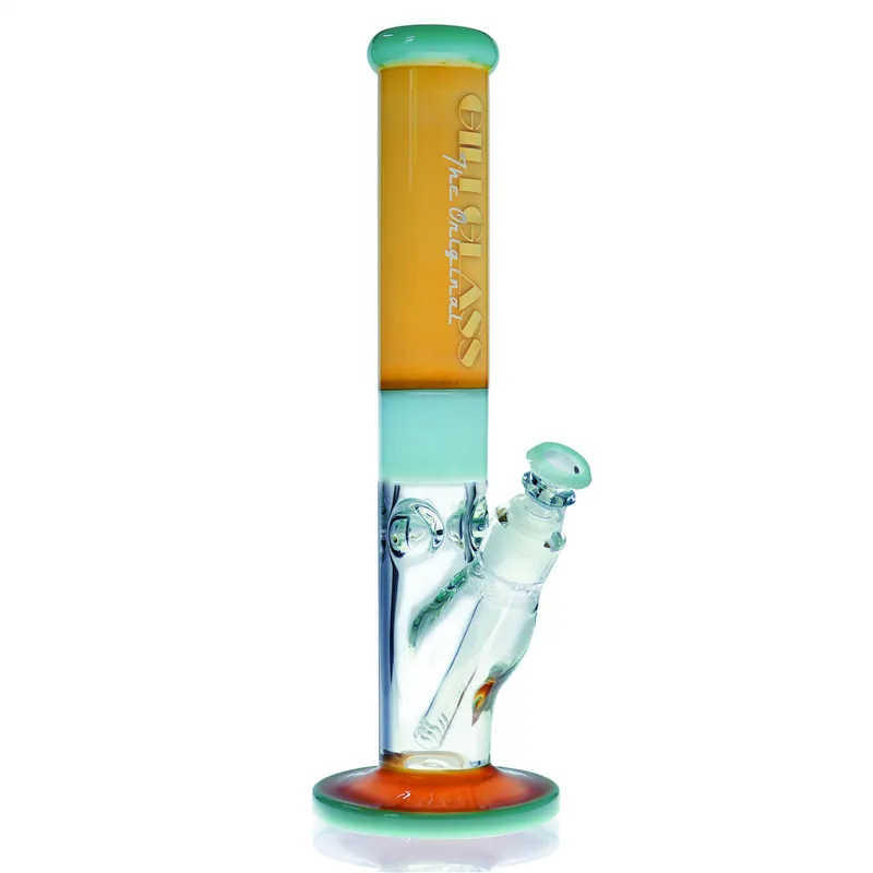 14 "de hauteur tube droit bongs en verre coloré épais dab rig pipe à eau capiteuse bong plates-formes pétrolières quartz banger bol d'herbes tuyaux colorés bécher