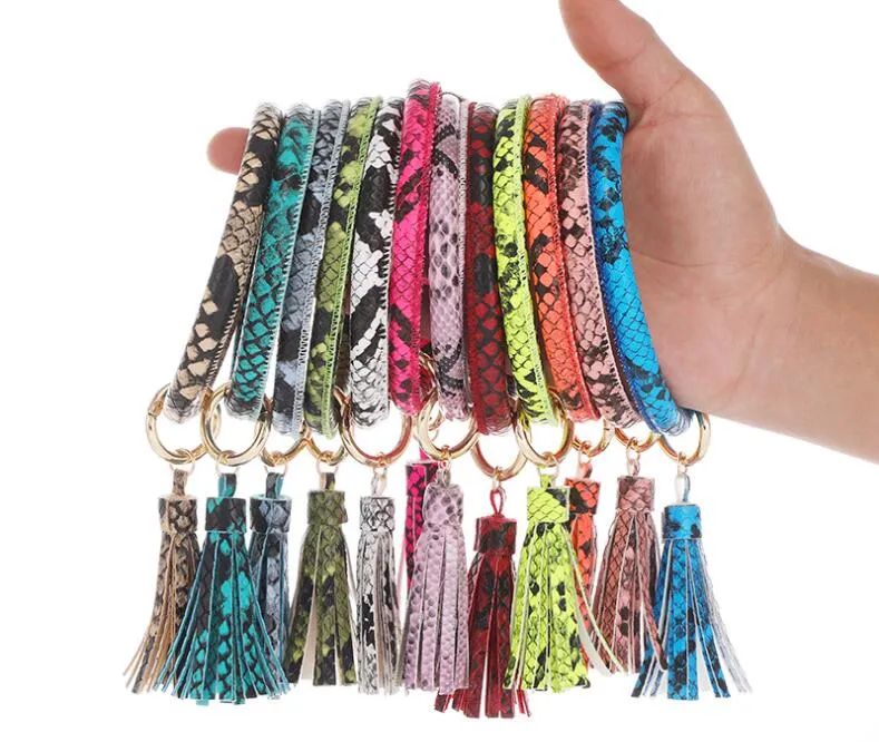 Bracelets Porte-clés Gland Léopard Grain Serpent Artificiel En Cuir Imprimé Mode Bracelets Sac Pendentif Fête De Vacances Cadeaux WY333 ZWL