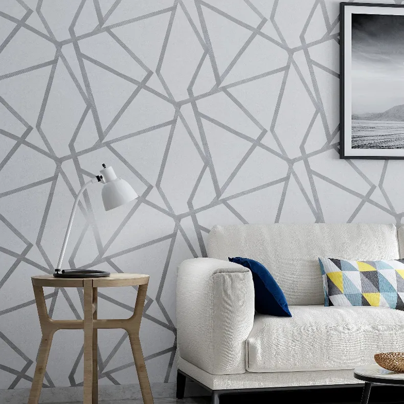 Parede Papel De Venda geométrico abstrato Wallpaper fibra de madeira moderna para Paredes 3D Wallpapers em rolos para Living Room Home Decor não tecido