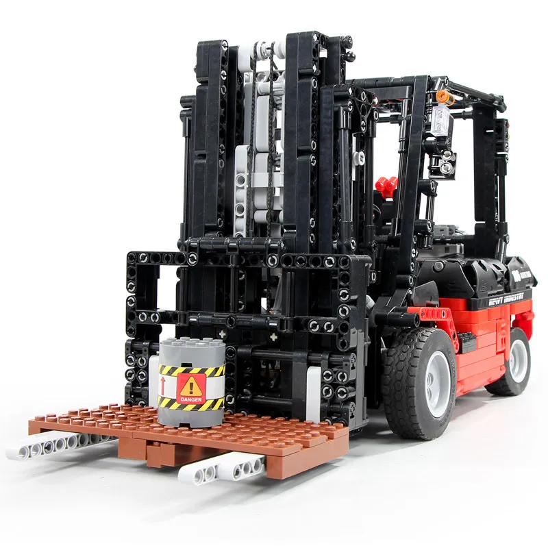 Kid 'doğum günü' Parti Noel Hediyesi, Toplama için Forklift İstifleme Yapı Taşı Modeli, DIY Elektrik Uzaktan Kumanda Oyuncak, Yüksek Simülasyon,