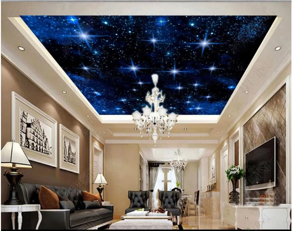 Personalizado Grande céu estrelado papel de parede da foto 3d murais de teto papel de parede céu estrelado night sky céu zenith mural papel de parede