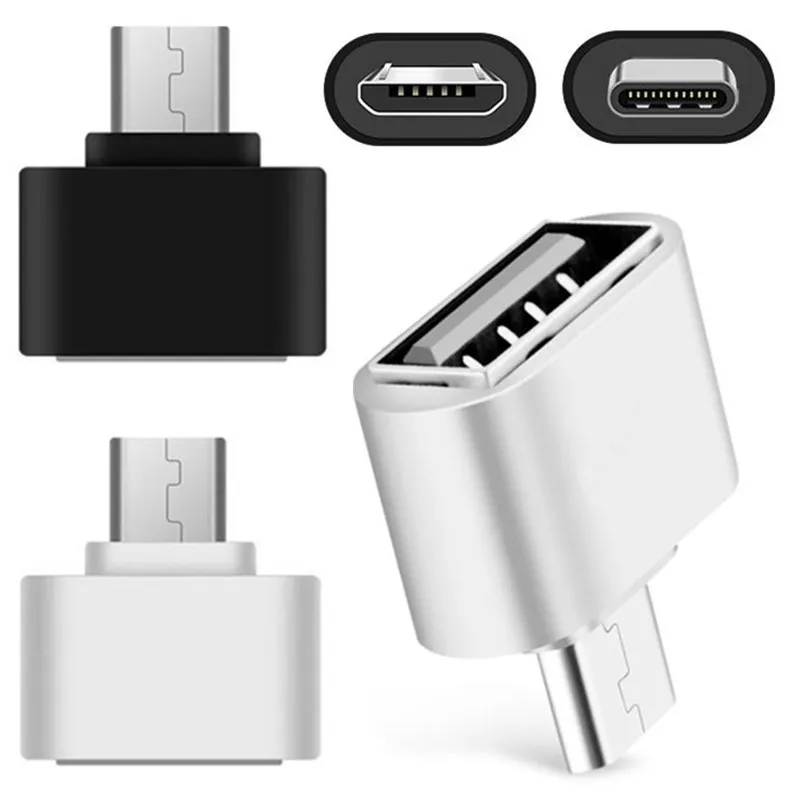 Micro Type C Adapter Converter USB OTG Adapters för Samsung Android Phone Tangentbord PC Camera White Black