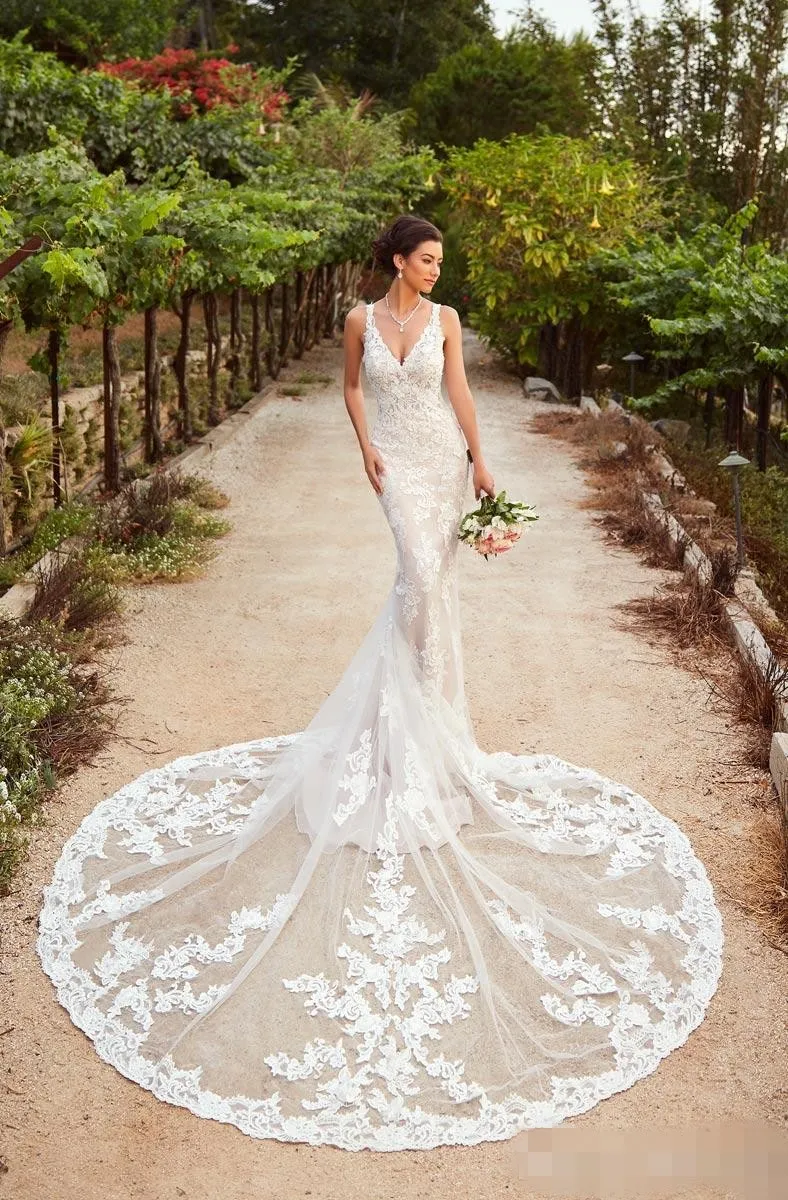 Custom Made Lace Mermaid Wedding Dresses V Neck... From Missdressprom,  $122.54 | DHgate.Com