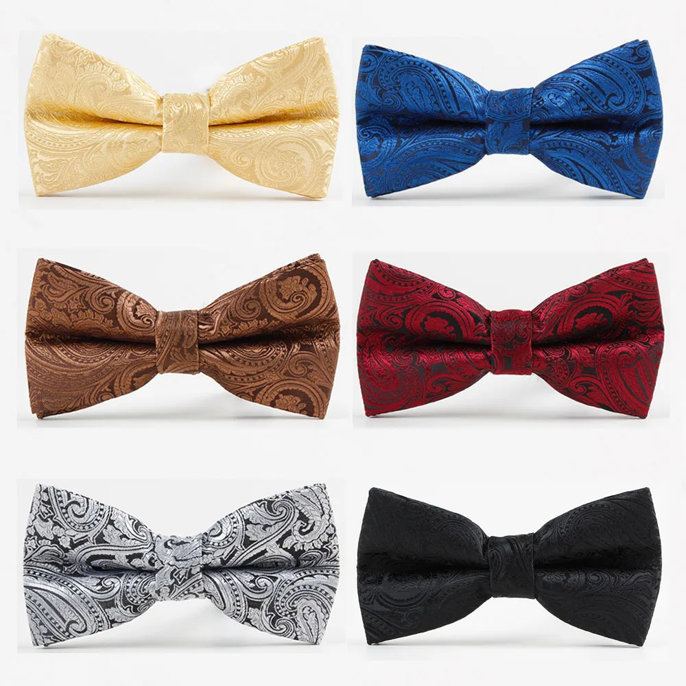 Näsdukar mode paisley mönster mäns bowtie polyester slipsgräs