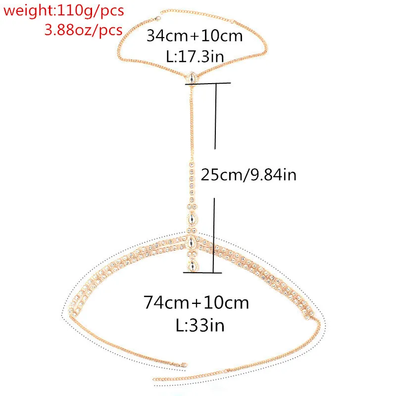 Kadınlar Bikini vücut takı yapay elmas uzun kolye kolyeler kulüp parti vücut zincirleri aksesuarlar Moda-çoklu Kristal Vücut Zincirleri
