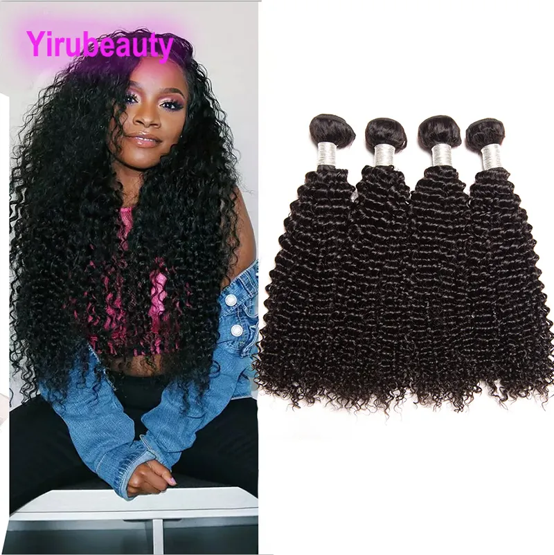 Brazylijskie dziewicze włosy Kinky Curly 4 Bundles Human Hair 4piece/działek naturalny kolor podwójne rozszerzenia wątków