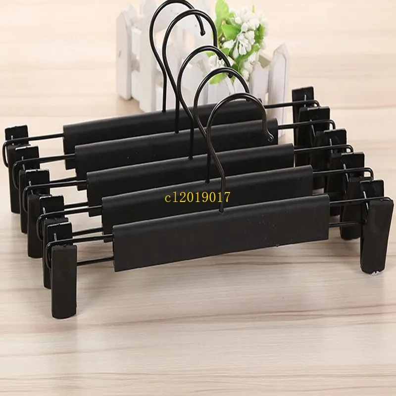 50pcs Plastic Black Hanger For Lingerie Underwear Anti-skidding Clothing Pants Skirt Clip Hangers Rack