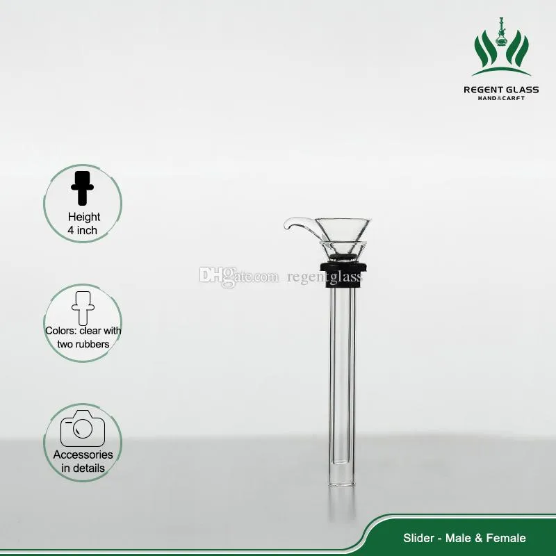 4 Inches Glass Slides Set Male/Female Stem Slide Funnel Tube Rubber