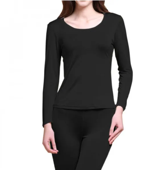 Sous-vêtements thermiques pour femmes, chemise tricotée en soie Pure 100%, sous-vêtements longs, haut uniquement à manches longues, taille M L XL XXL