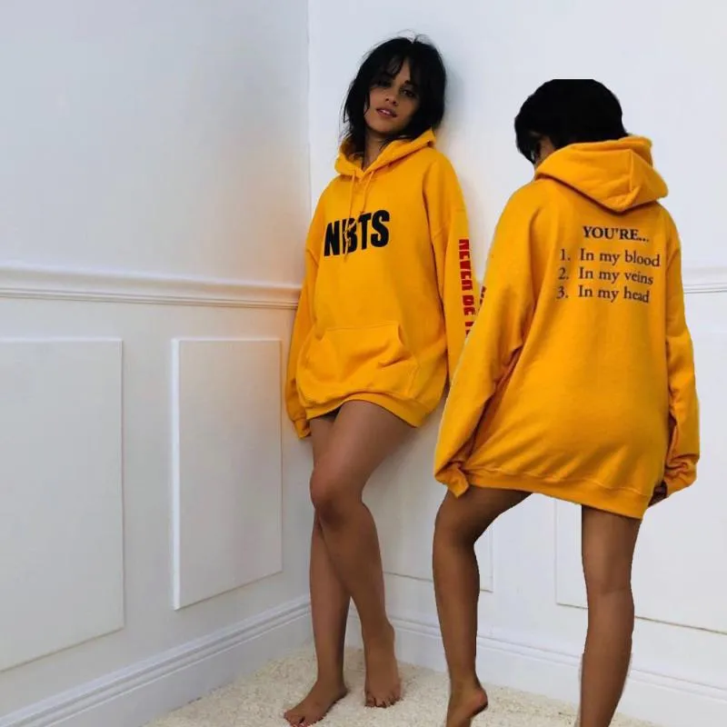 Femmes Camila Cabello Sweats à capuche molletonnée à capuche jamais le même tour Merch à capuche Homme Sweat-shirts Hip Hop Sweat jaune