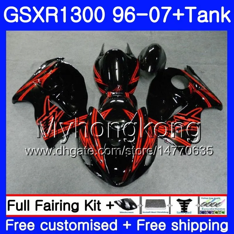 + Réservoir Pour SUZUKI GSXR-1300 GSXR1300 96 97 98 99 00 01 333HM.87 Hayabusa GSXR 1300 1996 1997 1998 1999 2000 2001 2007 Carénages Rouge Noir