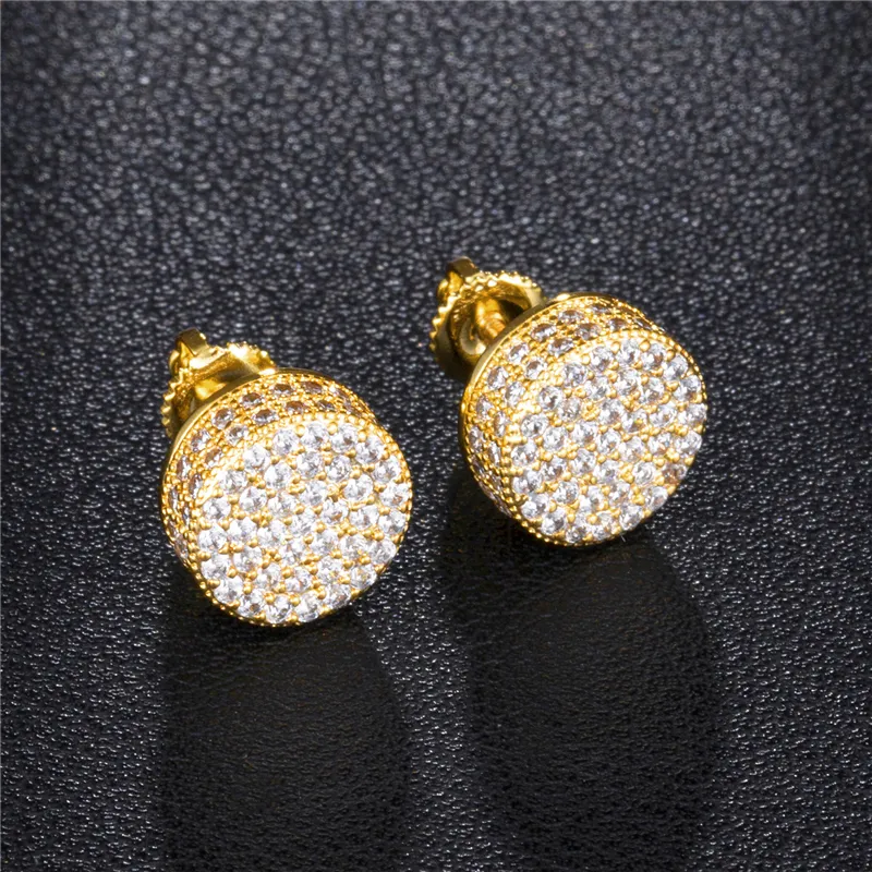 Or et argent couleur Micro Pave CZ vis retour boucles d'oreilles pour les femmes bijoux de fête de mariage