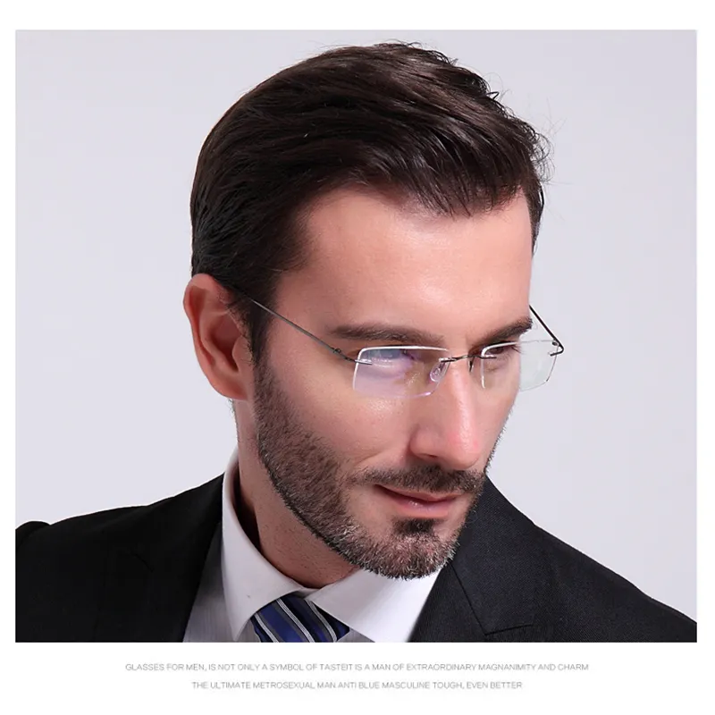 Montures de lunettes en titane pour hommes, sans bords, fines, de marque à la mode, Prescription, qualité supérieure, flexibles, 219x