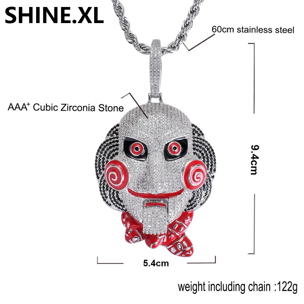Iced Out 6ix9ine Pendant Necklace Gold/Silver Zircon Doll Iced Out 6ix9ine Pendant Necklace Gold/Silver Zircon Doll