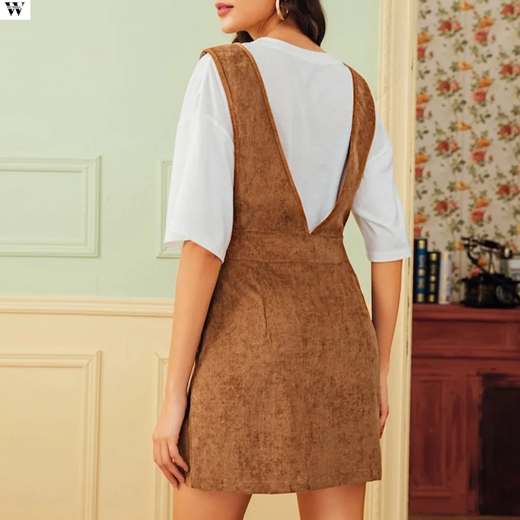 Casual Dresses Women Retro Corduroy Dress Autumn Spring Suspender Sundress  Sarafan Loose Vest Overall Female Natural 10.10 From Firstcloth, $38.24