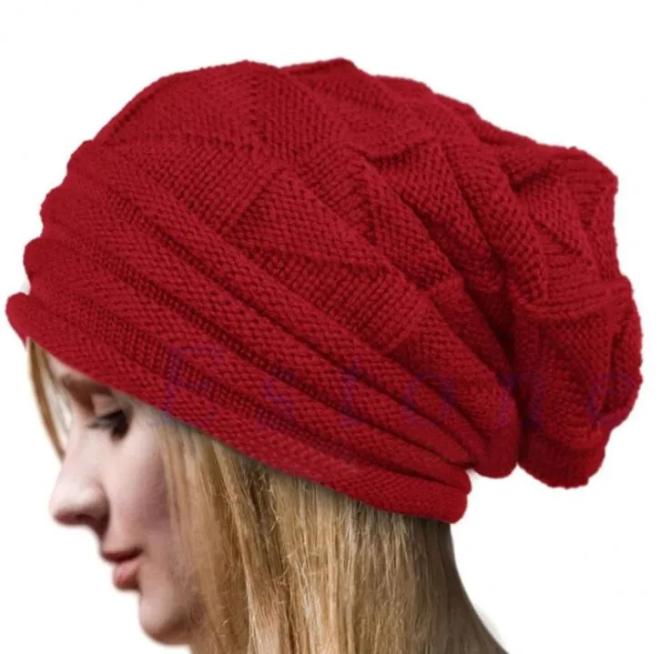 Nouvelle mode femmes dames unisexe hiver tricot chaud chapeau Beanie réversible crâne gros Baggy chaud casquette crâne hiver tricot chapeaux