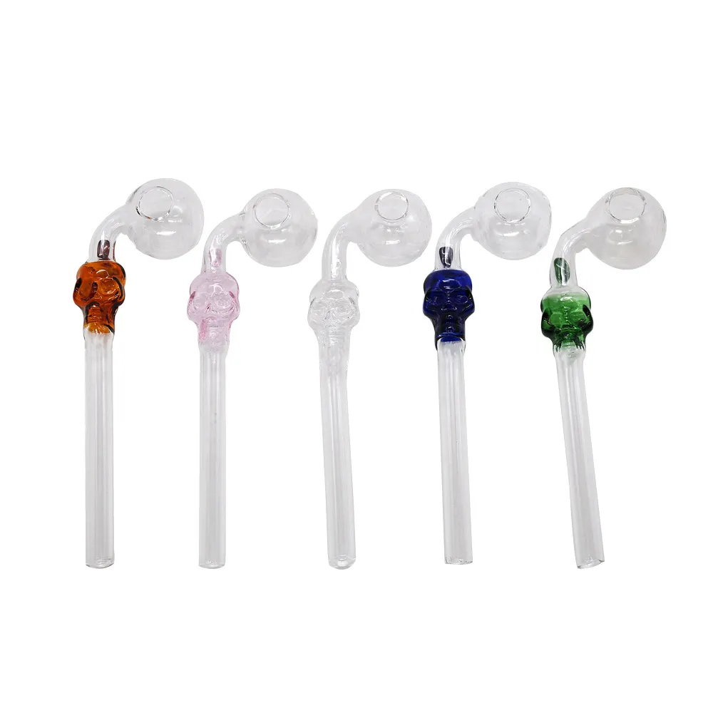 HoneyPuff Hand Skull Smoking Pipe Colorful Glass Pipes Oil Burner Smoking Handle Pipes Curved Mini Smoking Accessories