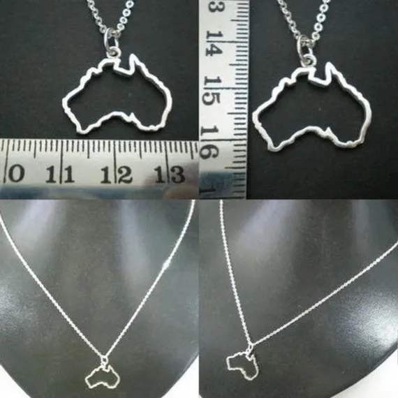 5pcs Outline Australia Map pendant Necklace - Sydney, Melbourne, Perth, Brisbane, Tasmania Geek City geographic map necklace jewelry