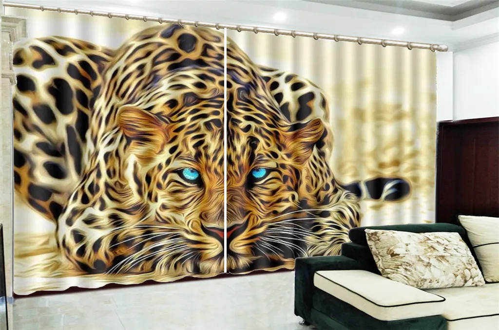 Wholesale 3Dカーテン猛烈なゴールデンタイガーHDデジタルプリント3D美しい遮光カーテン