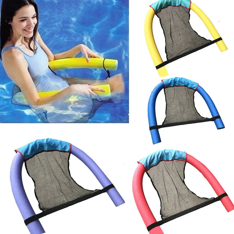 Polyester flytande pool nudel sling mesh stol netto för pool party barn säng sits vatten avslappnad storlek 82x44x0.2cm