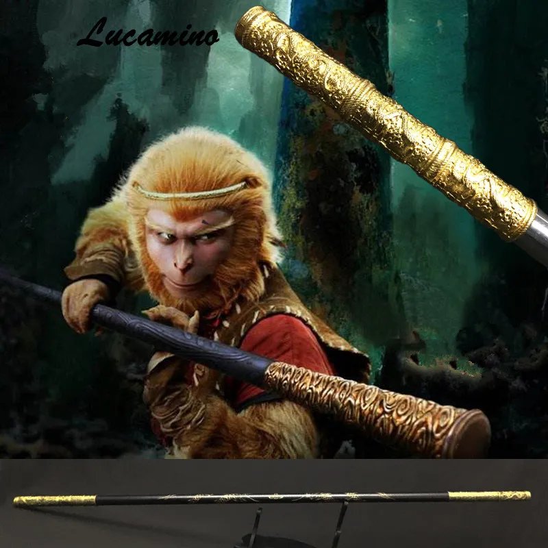 Houten Monkey King Staff Kungfu Houten Wushu Sticks Monkey Cudgels Carving dragon golden Cudgel Sun WuKong sticks practice