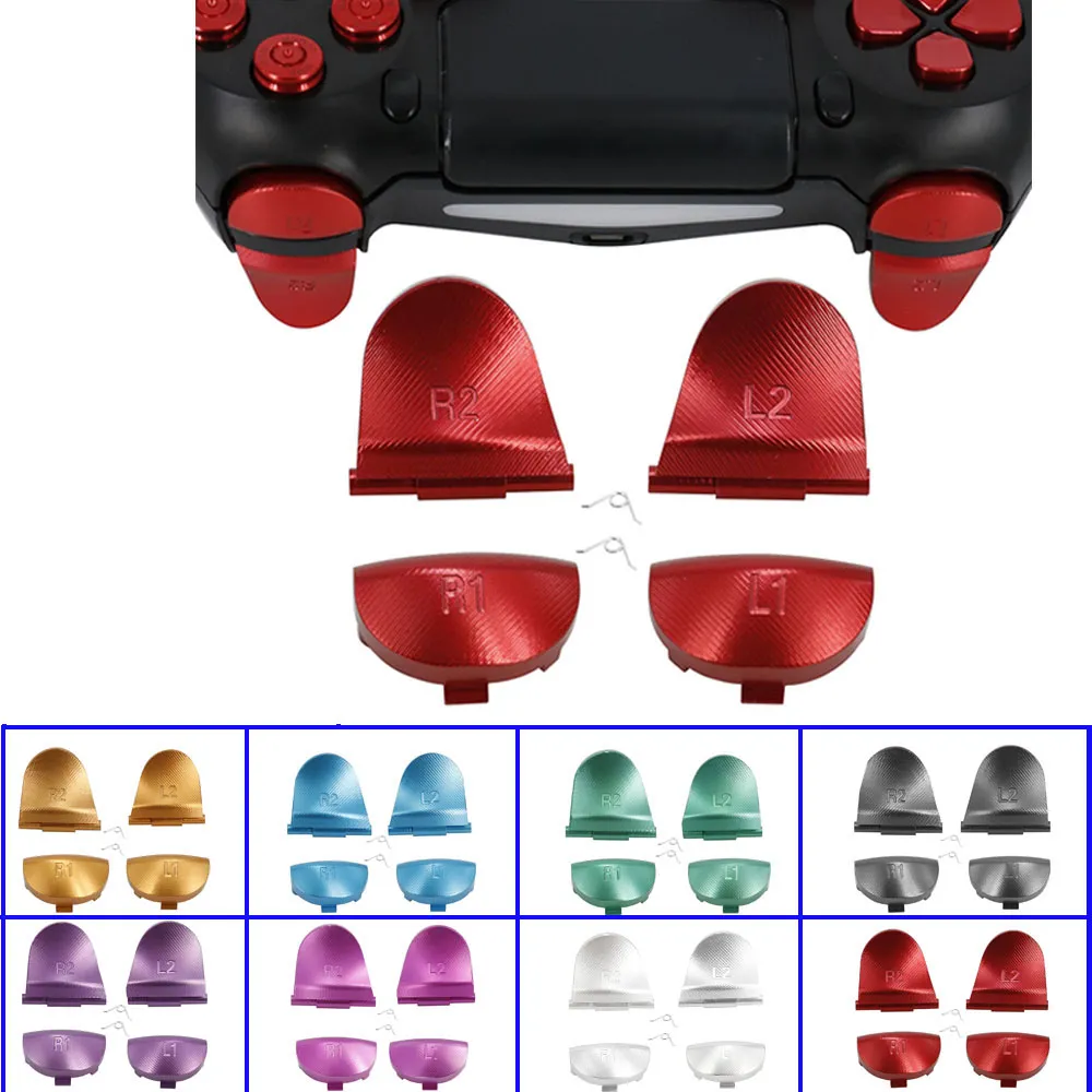 PS4コントローラのための8色の金属のアルミニウムL1 R1 L2 R2のトリガーボタンJDS001 JDM011合金ボタン高品質の高速船