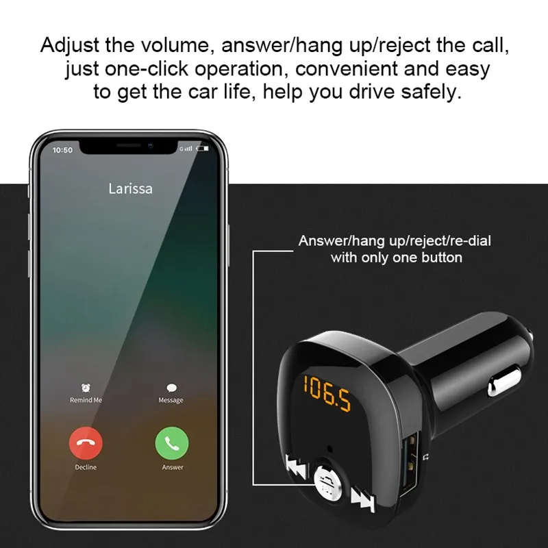 Trasmettitore FM wireless Caricabatterie per accendisigari BC40 Bluetooth 5.0 Versione Kit per auto Ricarica audio per iPhone Samsung Android Novità