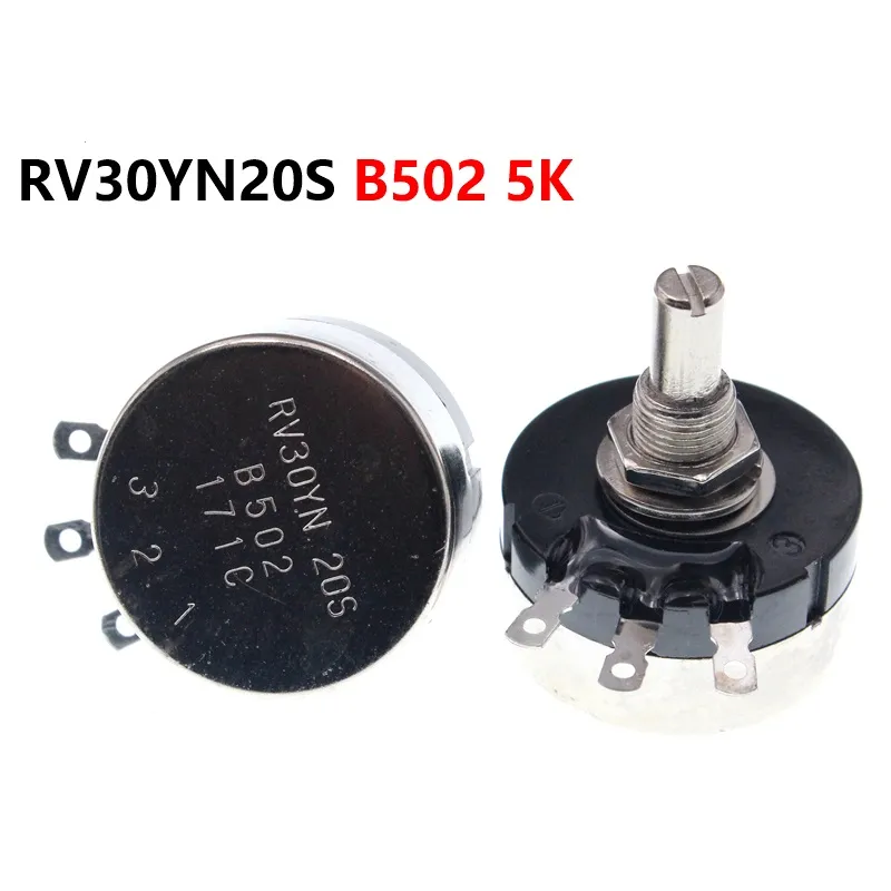 RV30yn20S B502 5K 3Wシングルターンカーボンフィルムポテンショメータ調整可能抵抗器