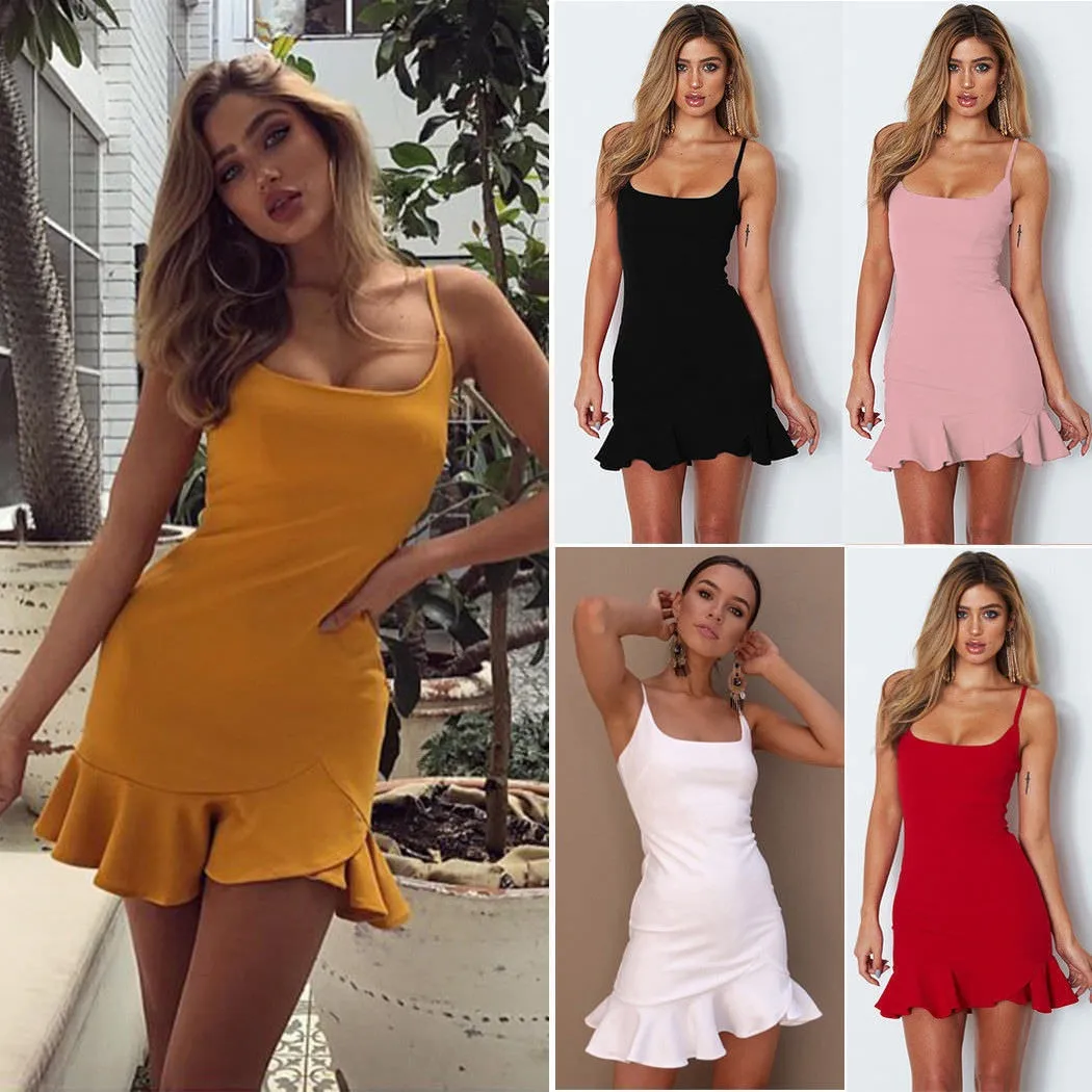 Vestidos de moda para mujer, color sólido, moda sexy, falda con tirantes, 6 colores, vestido de diseñador informal de verano, falda plisada, ropa de mujer