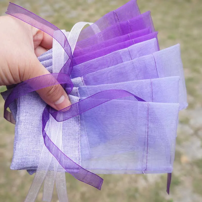 7 estilos Partys Purple Cotton Cotton Organza Lavanda Sache de Sache vazia Bag Diy Died Flor Ward Party Decoration Centerpieces Ornamento de Natal DHL