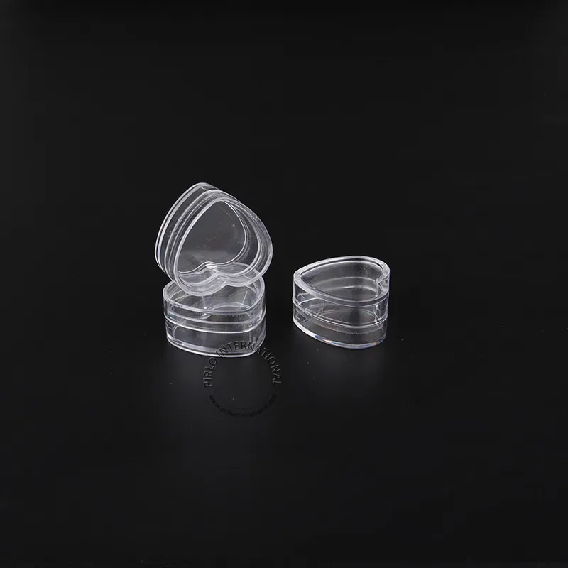 Free Shipping 200pcs x 4g Clear Plastic Sample Containers Mini PS Jar With Lid Empty Heart Shape Cosmetic Packaging Pot Box